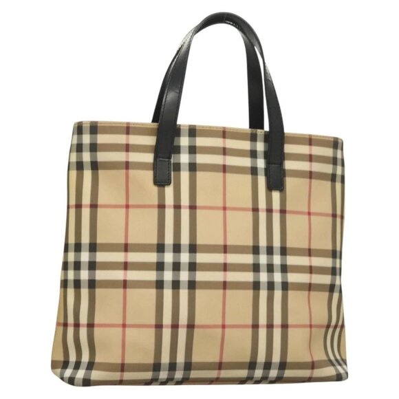 BURBERRY Nova Check Hand Bag PVC Beige Auth BA3108 - Picture 1 of 15